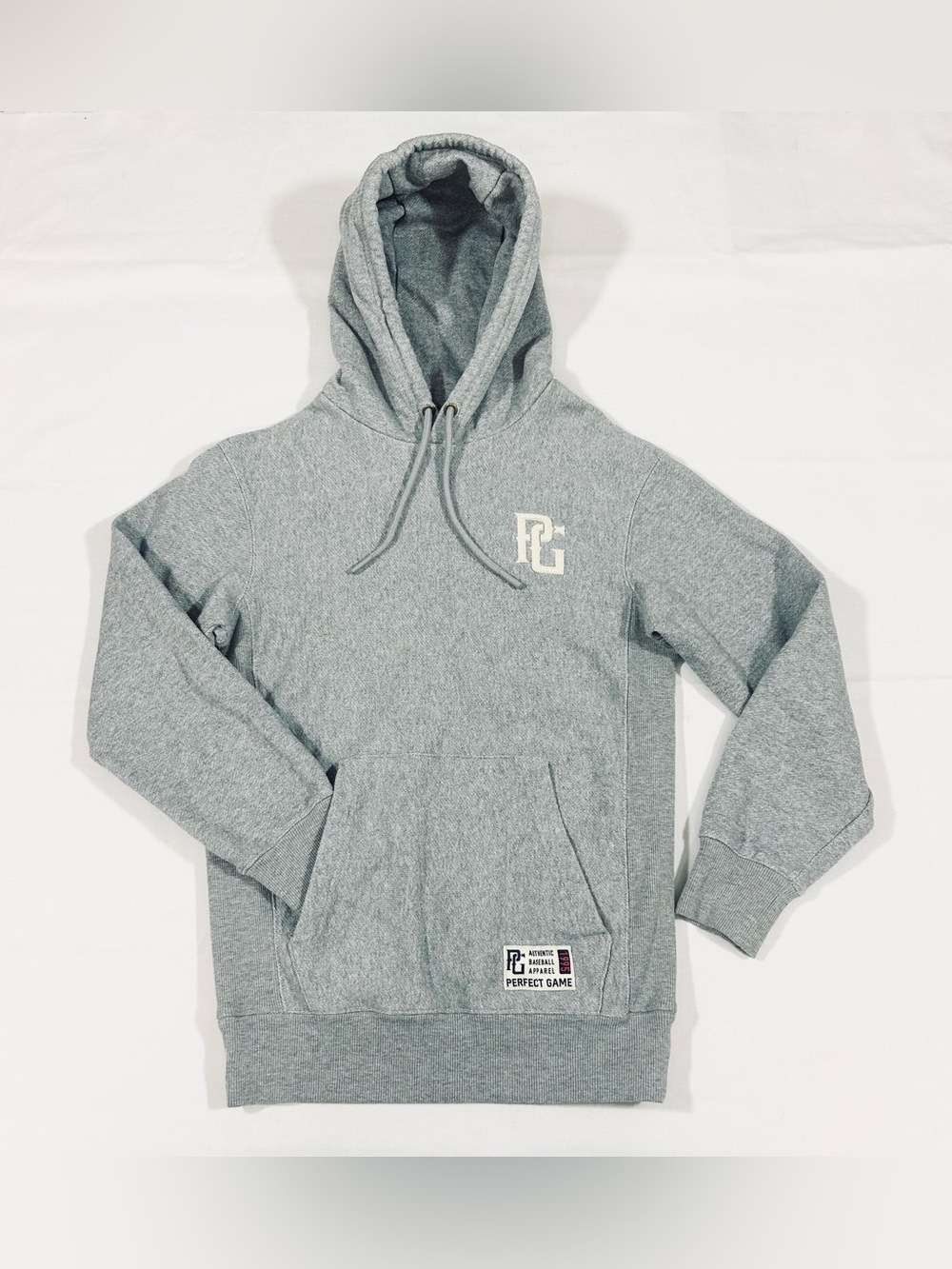 Perfect Game Mens Small Gray Hoodie Sweatshirt Ribbed L/S Heavyweight Baseball